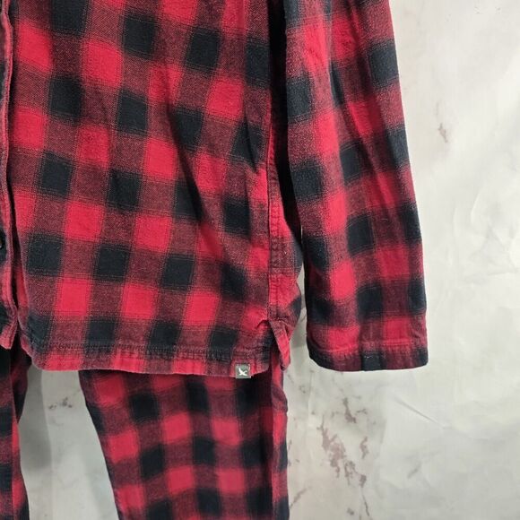Eddie Bauer Pajamas Womens Medium Buffalo Plaid Red PJ Set Flannel Holiday - Picture 4 of 16